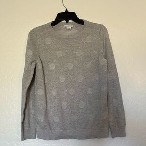 Liz‎ Claiborne womens L Cotton polka-dot sweater grey crew neck classic pullover